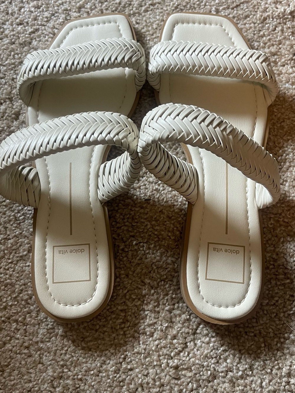 Dolce Vita Cream Braided Double-Strap Slide Sandals